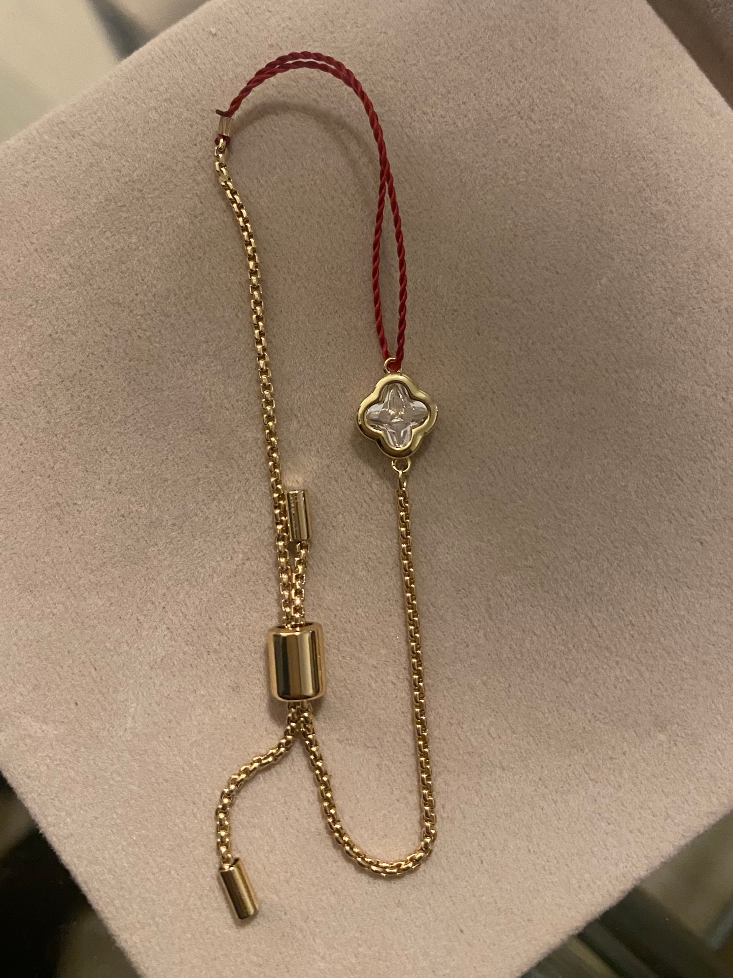 Crimson Charm Gold Bracelet